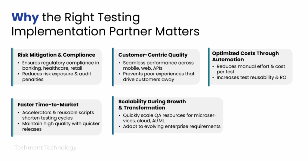 Enterprise team evaluating testing implementation partner for QA automation