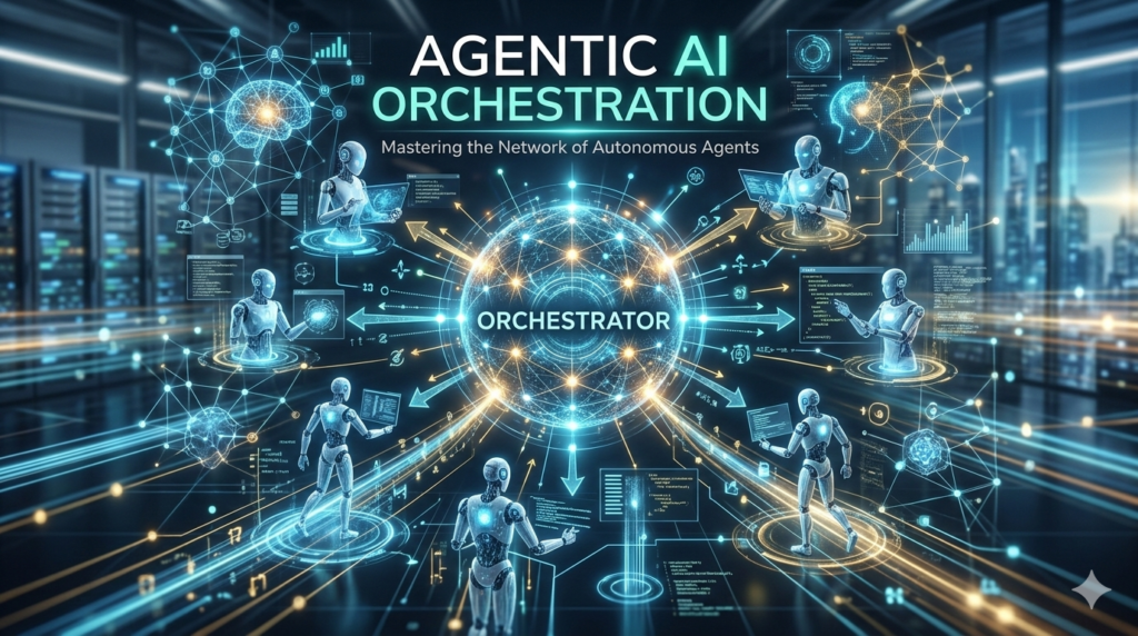 Agentic AI orchestration control plane coordinating multi-agent AI workflows in a modern enterprise architecture