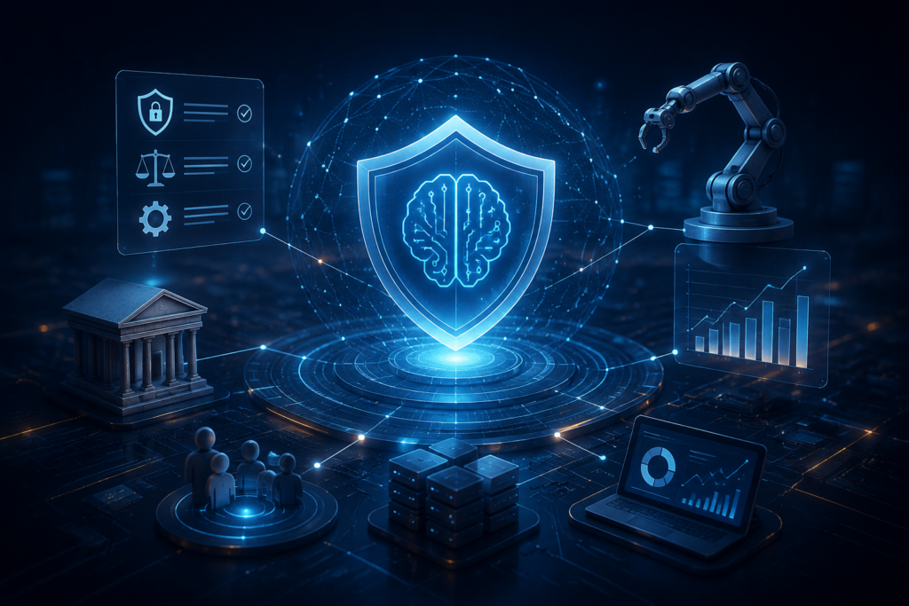 Digital security and artificial intelligence concept