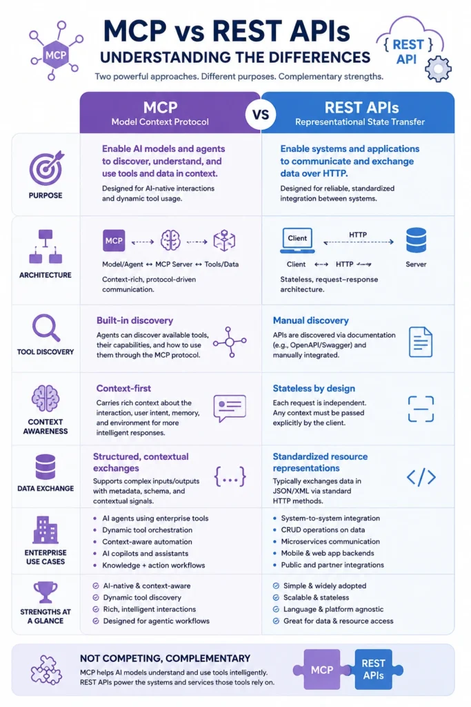 Comparison between MCP and REST APIs