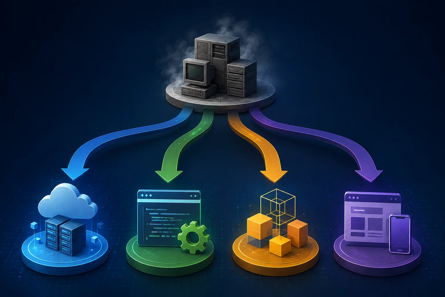 Enterprise decision guide comparing rehost, refactor, rebuild, and replace approaches