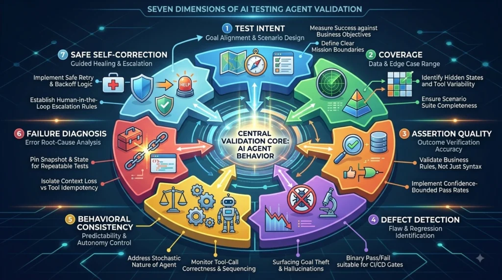 Framework for validating AI testing agents